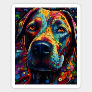 Close-up of a dog's head. Illustration in abstract style. Magnet